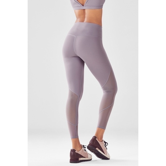 Fabletics Light Purple Mesh Leg 7/8 Full Length Purelux Athletic Leggings S - Picture 1 of 5